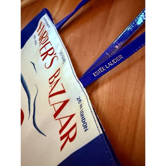 Estee Lauder Harper's Bazaar Large Tote Bag Blue & White Limited Edition - Picture 2 of 2